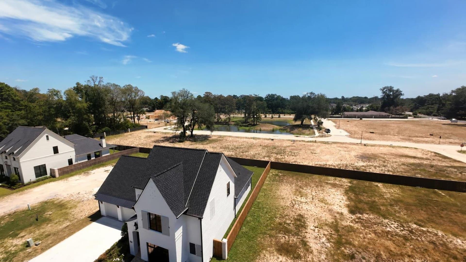 A finished home overlooking Benton's central pond park